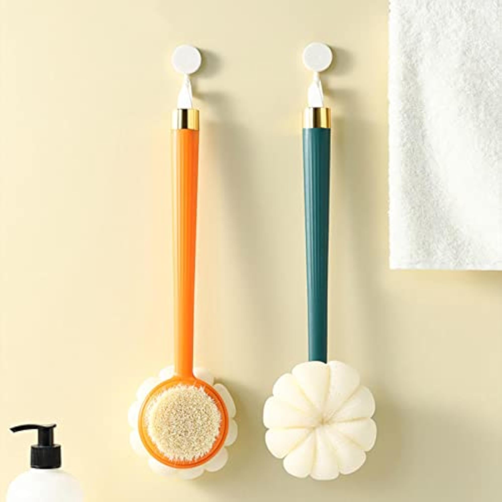 Double Side Long Handle Portable Shower Brush for Women