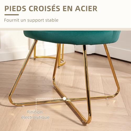 Fauteuil Coquillage Velours Vert Foncé Lotus HOMCOM