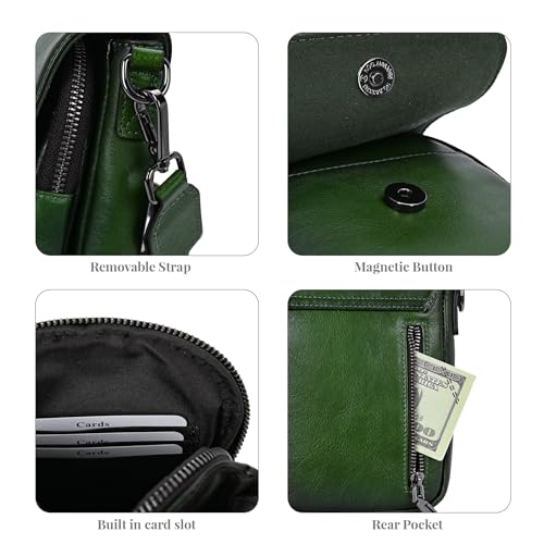 Image of HESHE Small Leather Crossbody Bag for Women RFID Phone Purse with Card Slot | Anti Theft,Genine Leather,Wide Adjustable Strap,Multi-Pocket Fits 6.9 inch Phone Trendy Shoulder Cross Body Bag for Daily,Travel