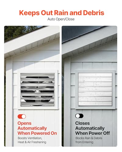 Image of VEVOR 30 Inch Shutter Exhaust Fan Wall Mounted Automatic Louvers Silver, Sturdy Steel Housing, Low Noise, AC Motor, 8099 CFM Ventilation and Cooling for Attic, Garage, Barn, Greenhouse, Workshop