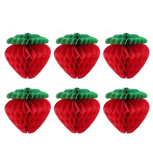 BESPORTBLE Pendentifs Suspendus en Papier Alvéolé Fraise Rouge 15 Cm, Lot de 10 Pièces, Décorations de Fête, Ornements pour Noël et Mise en Page Intérieure