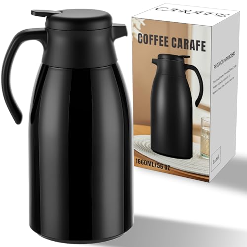 Comparison: Best Carafe For Keeping Coffee Hot 5 PARACITY 56oz Thermal Coffee Carafe with Stainless Steel Liner, Coffee Carafes for Keeping Hot, Double Walled Vacuum Insulated Coffee Urn for Coffee & Tea, Home & Office