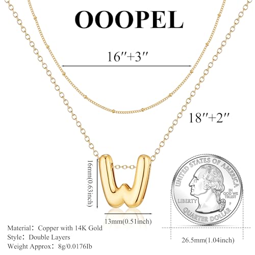 OOOPEL Bubble Letter Necklace Gold Bubble Initial Necklaces for Women Pendant Name Necklaces Puffy Personalized Jewelry Dainty Gifts W Necklace by OOOPEL - Used condition - Image 4