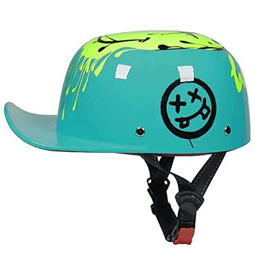BGMKE Moto Casquette De Baseball Casque Demi Vintage Casque Jet Demi Coque Mobylette Bols Casque ECE Homologué Pilote Casque De Scooter À Visage Ouvert pour Hommes Femmes Fashion, M(57-58cm) Cover