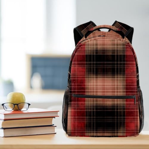 Mochila escolar de cuadrícula impermeable de 29x20x40cm para laptop 5