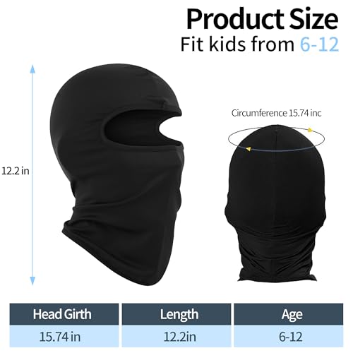 Image of Pukavt Kids Ski Balaclava Mask for Boys and Girls, UV Protection Windproof Scarf for Winter Snowboard Cycling Gray