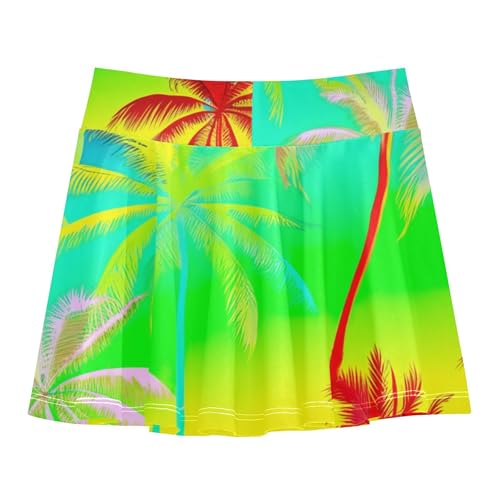 Tropical Palm Tree Colorful Gradient Toddler Tennis Skirts Kid Teen Girls' Shorts Athletic Skorts Butterfly Skirt 4t2