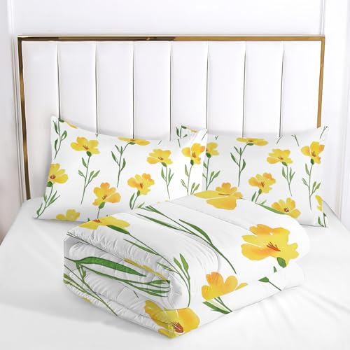 Housse de couette fleurs aquarelles 220x240 blanche lit double face - 6