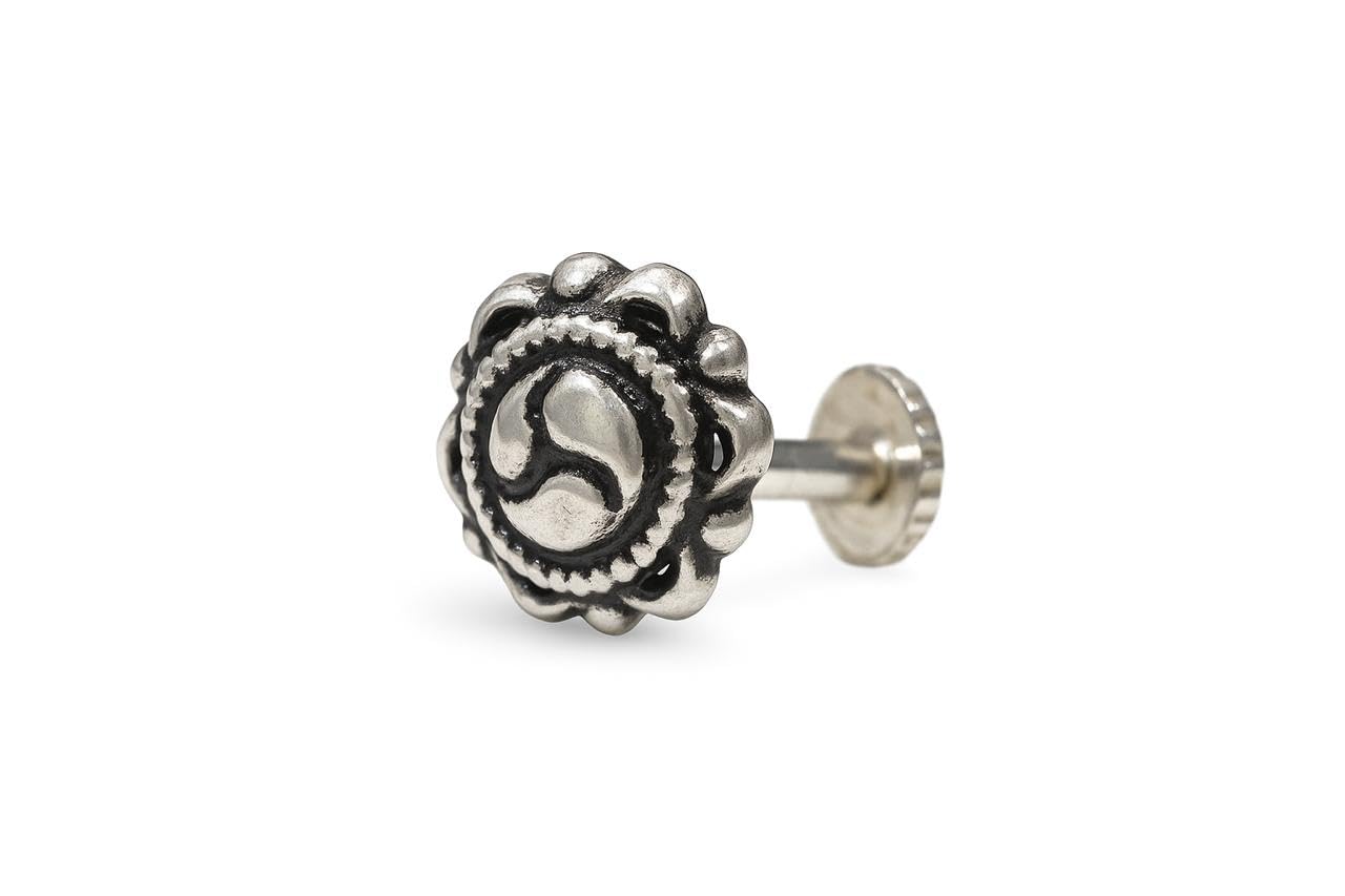 Oxidised Nose Pin & Stud | Unique Emblem-Inspired Design | Vintage Finish, Lightweight Build & Comfortable Fit-image-32