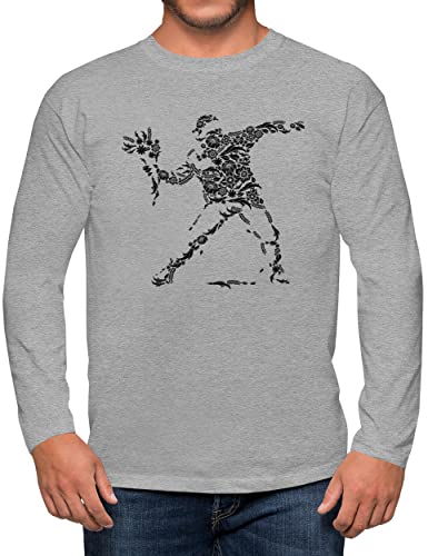 T-shirt manches longues homme Banksy Flower PAPAYANA gris XL