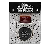 Dekohelden24 Set de Regalo – Pequeño Auszeit – Porcelana Taza de café – Tea + Chocolate – Diseño Bonito – 9,8 x 8,2 cm – Capacidad: 250 ml – Apto para lavavajillas, con Lunares, 9,8 cm