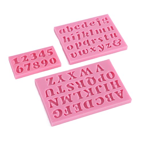 Juego de moldes de silicona 3D con letras y números en inglés para decoración de pasteles, fondant, gelatina y mousse de chocolate, herramientas flexibles para moldes para hornear, 3 uds.