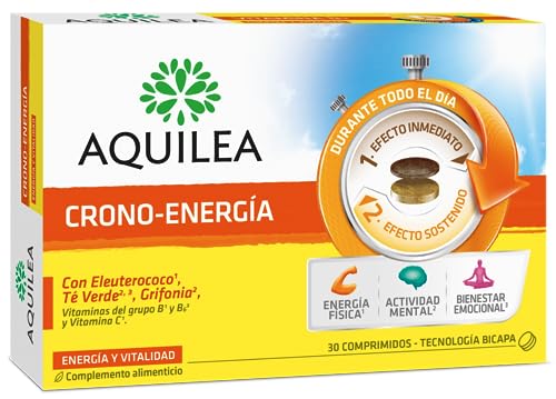 AQUILEA | CRONO-ENERGÍA | Té verde, Vitamina C, Vitaminas grupo B | 30 comprimidos | Energía física, Actividad mental y Bienestar emocional | Vitalidad