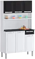 Kit Cozinhas Itatiaia Rose - 6 Portas e 1 Gaveta - Branco c/ Preto