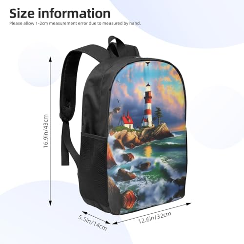 Lighthouse Diamond Painting Print Travel Laptop Backpack,Business Work Bag, Campus Rucksack Book Bag For Men Women4