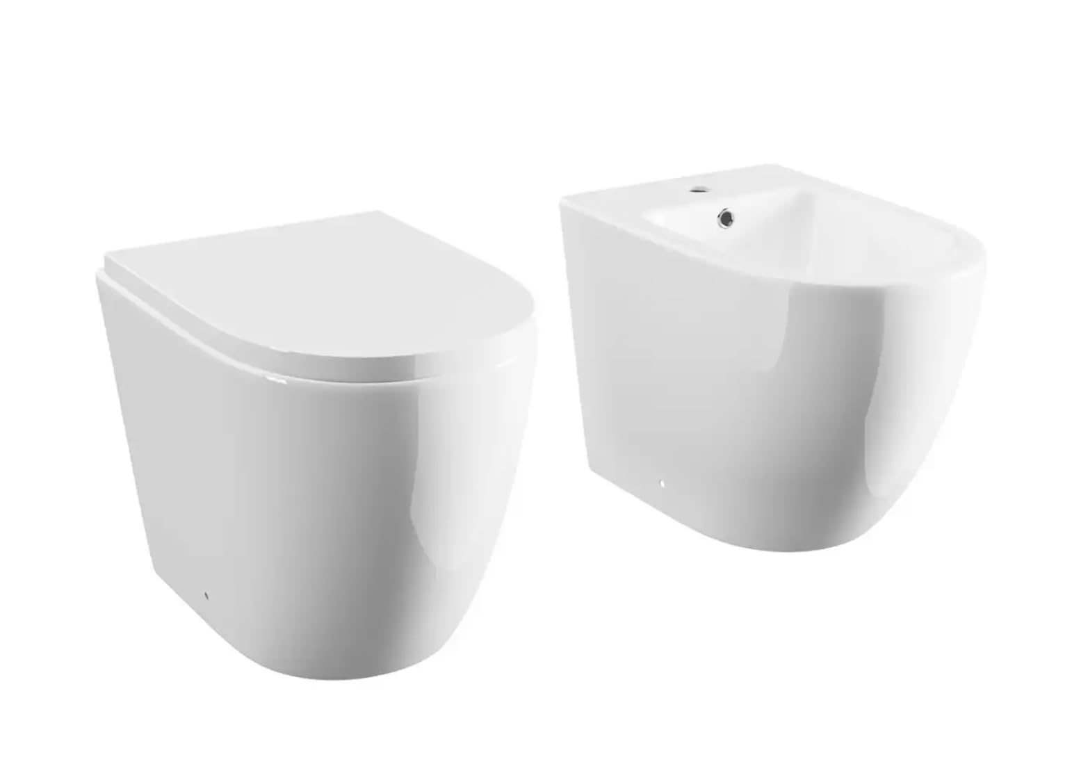 Sanitari filo muro in ceramica vaso + bidet + sedile soft close FELCE