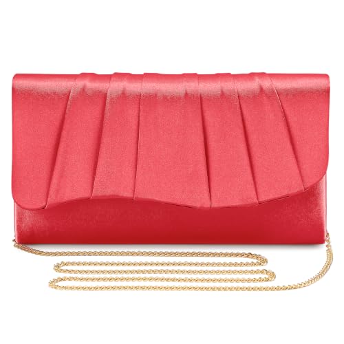 Image of UBAYMAX Clutch Purses for Women Formal, Pleated Satin Evening Bag Purse Handbags Evening Clutch for Prom Party Wedding