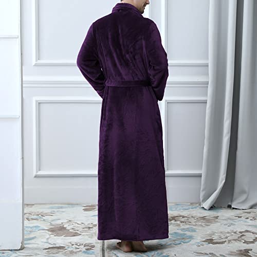 Lu's Chic Men's Long Sleeve Robe House Bathrobe Full Length Fluffy Pocket Winter Bath Hot Tub 6