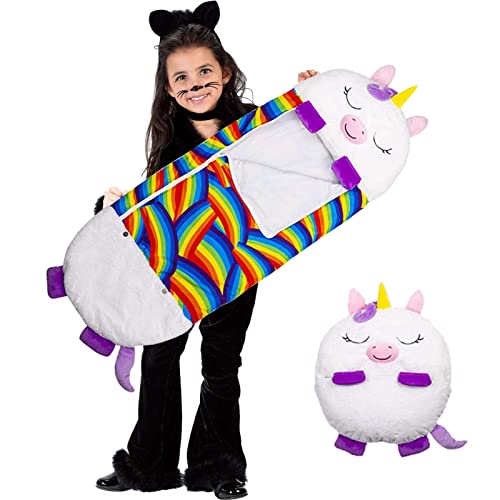 2-in-1-Kuscheltier-Schlafsack, Großer Schlafsack mit Kissen für Kinder, Faltbar Cartoon-Tier Kopfkissen, Weich Schlafsack Kinder, Kuscheltier Schlafsack für Kinder für Outdoor Indoor School Cover