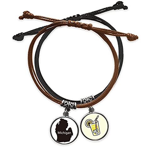 Bracelet Michigan carte USA ajustable pour éviter les allergies au poignet