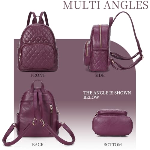 Image of Quilted Small Backpack for Women PU Leather Casual Handbag Daypack Purse | Stylish Quilted Design, water-resistant premium PU leather, matches all daily outfits, lightweight for everyday carry