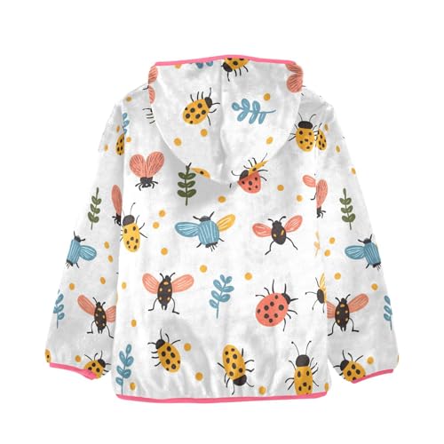 Cute Little Insect Girls Fleece Jacket Girls Fall Jacket Girl Coats Zip Up Hoodie Children Sherpa Warm Outerwear 2-10T2