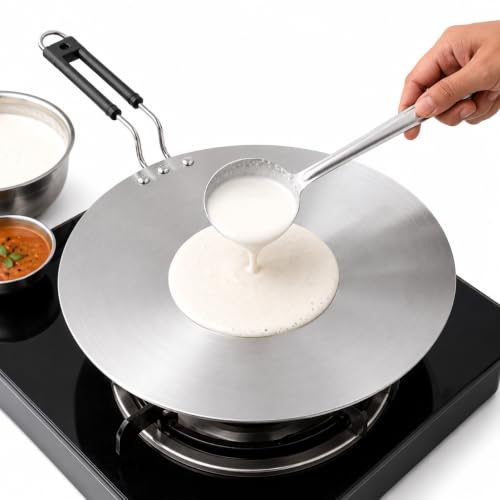 Image of Stainless Steel Tawa | 26cm,1Kg, 4mm |Induction Friendly | 3-Layer Body, 100% Toxin-Free, No Chemical Coating, Easy to Clean, Less Oil Usage | Roti, Paratha, Chapati |