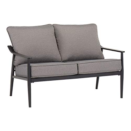 Better Homes & Gardens Acadia 2-Piece Patio Loveseat Set with Gray Cushions