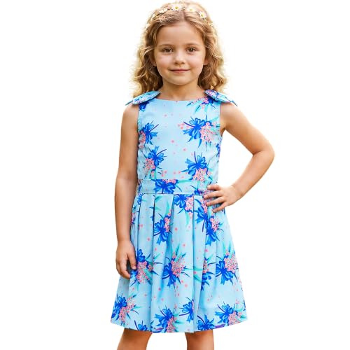 Image of Miss Lavish London Kid Dress for Girls, Shoulder Bow Printed Party Dress, Summer Dress for Girls, Kids Printed Dress for Birthday, Vacation, Wedding & Festival Girls Dresses