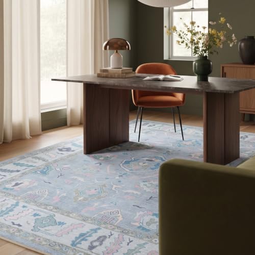 Image of Fame Rugs Lavender Modern Oushak Rug 8x10, Vintage Turkish Colorful Oriental Washable Antique Inspired Large Area Rugs, Luxury Living Room Bedroom (386PBL, 7'6 x 10')