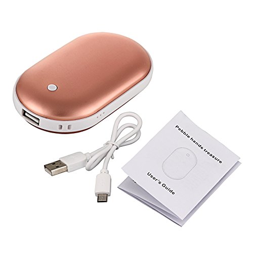 Baisidai Ships from CA, US 5000Mah Portable USB Charger Pocket Electric Hand Warmer Rechargeable Heater (Rose Gold)