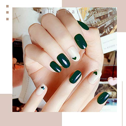 Yean Green Glossy False Nails Short Oval Fake Nails Acrylic Press on Nails for Women and Girls(Pack of 24) - Thumbnail 4