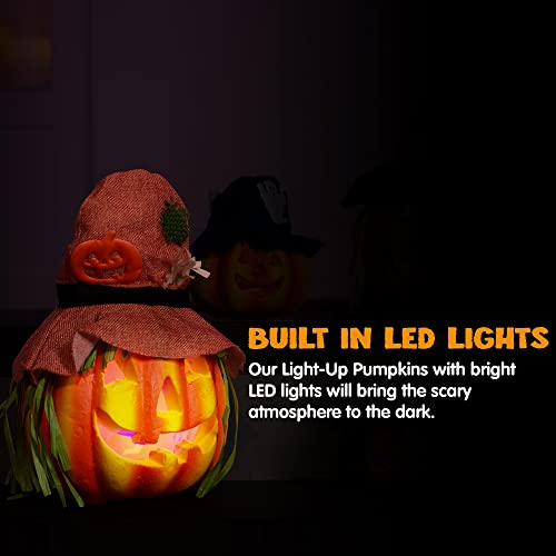 JOYIN 6 Pcs Light Up Pumpkins Halloween Decorations Outdoor Indoor Jack O Lanterns Decor LED Foam Home Large Trick Or Treat Bucket