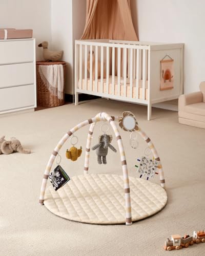 image for Blissful Diary Baby Play Gym Mat, Tummy Time Activity Mat with 6 Detac