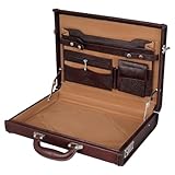 Da leather villa Full Grain Leather Briefcase Attache Case For Unisex Size L17xW3xH12 Inches Briefcase Bag (Brown)