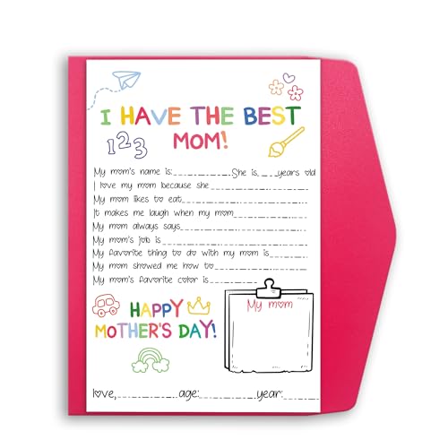Mcduldul Funny Mother's Day Gifts Cards for Mom, Fill in The Blanks on Mother's Day from Daughter Son, Best Mom Gifts Ideas