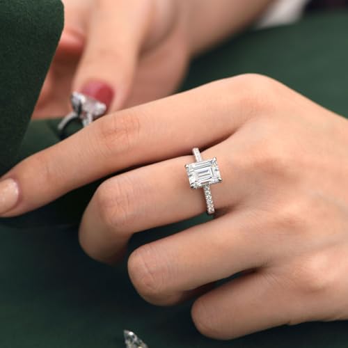 SHELOVES 3 Carat Emerald Cut Engagement Rings AAAAA White Cz 925 Sterling Silver Wedding Band 4-133