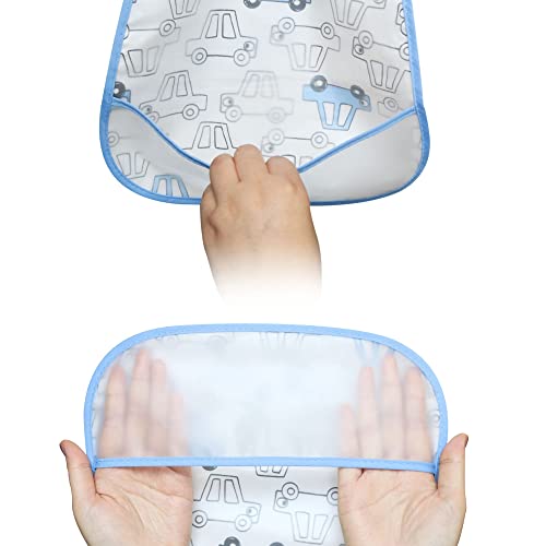 Baby Bib Baby Food Bib Toddler Bibs Baby Bibs Waterproof Baby Bib Infant With Snaps Boys Bibs For Toddlers Baby Bibs Toddler Bibs Plastic Bibs Bib With Food Catcher- 4Pcs(Car Puppy Bear) #TOP6