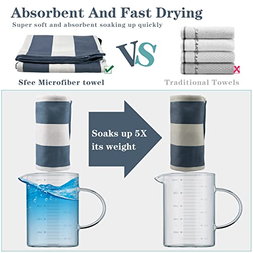 Sfee 2 Pack Microfiber Beach Towel, Quick Dry Towel Camping Towel Travel Towel Super Absorbent Compact Lightweight Sports Towel Gym Towel Set For Beach, Gym, Hiking, Pool, Backpacking, Bath, Yoga #TOP4