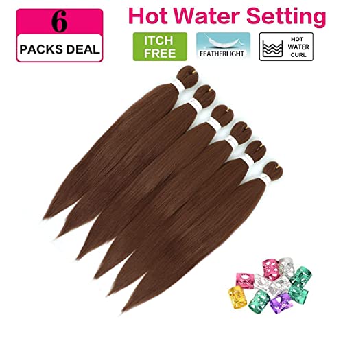Wigenius 30 Inch Long Pre-Stretched Braiding Hair Easy Braid 6 Packs/Lot Professional Synthetic Fiber Crochet Ez Braids Yaki Texture Knotless Ginger Braiding Hair Extensions (30 Inch,30#) #TOP3