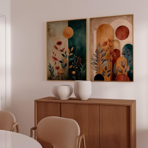 Fleurs abstraites et formes géométriques pour décoration salon bohème - 4