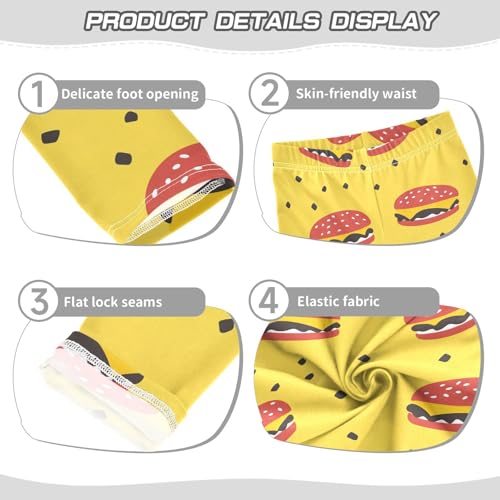 Simple Burger Girls Leggings,Workout Leggings for Girls Toddler Athletic Legging Size for 3-10T3