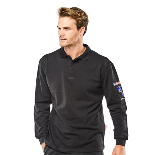 Quality FIRE Retardant Anti-Static ARC Compliant Welding Navy Polo Shirt Work PPE (M)