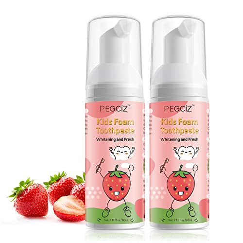 Foam Toothpaste Kids 2 Pack,Toddler Toothpaste With Low Fluoride For U Shaped Toothbrush, Foaming Toothpaste And Mouthwash For Dental Care For Children Kids Age For 3 And Up (Strawberry) #TOP1