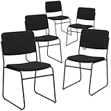 Flash Furniture 5 Pk. HERCULES Series 1000 lb. Capacity High Density Black Fabric Stacking Chair with Sled Base