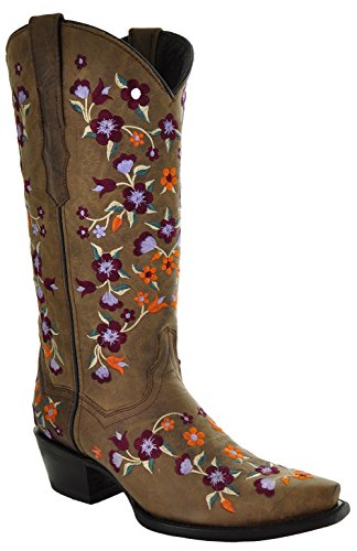 Soto Boots Floral Fantasy Cowgirl Fashion Boots M50031 (7) Tan