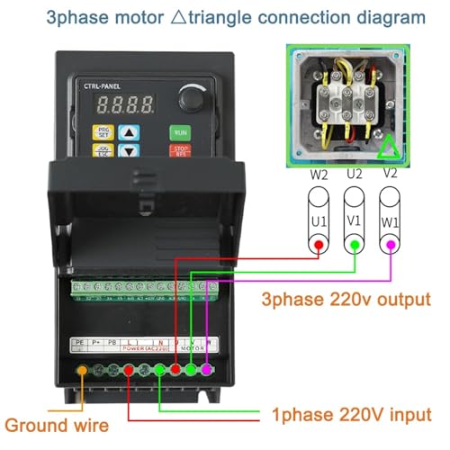 Démarrage progressif avec ce variateur de fréquence 0.75 kw triphasé - 3
