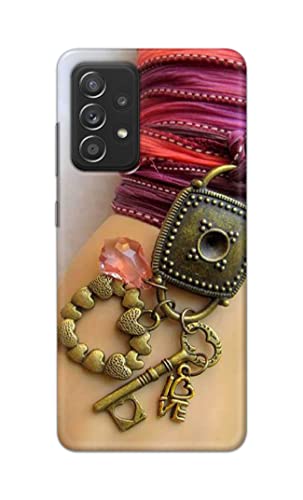 Image of Girl Hand with Keychain Hard Back Case Cover for Samsung Galaxy A52 / A52 5G (6.5 inch) Back Cover -(J5) VNS2228