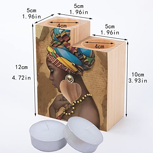 Youtary Afro African American Woman Pattern Heart Tealight Candle Holder Wooden Decorative Personalization Romantic Gift For Wedding Christmas Girlfriend Birthday Anniversary #TOP4