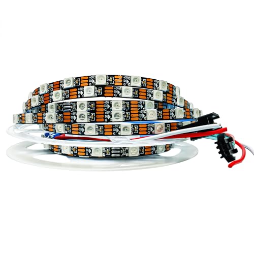 Tesfish WS2812B LED Strip Light 5V, 5mm Ultra Smal RGB Pixel Ledstrip 2m 5050 300 LEDs IP30 Flexibel Zwarte PCB Full Colour aanpasbare Smart lichtstrip voor Reclame Decoratie DIY Projecten
